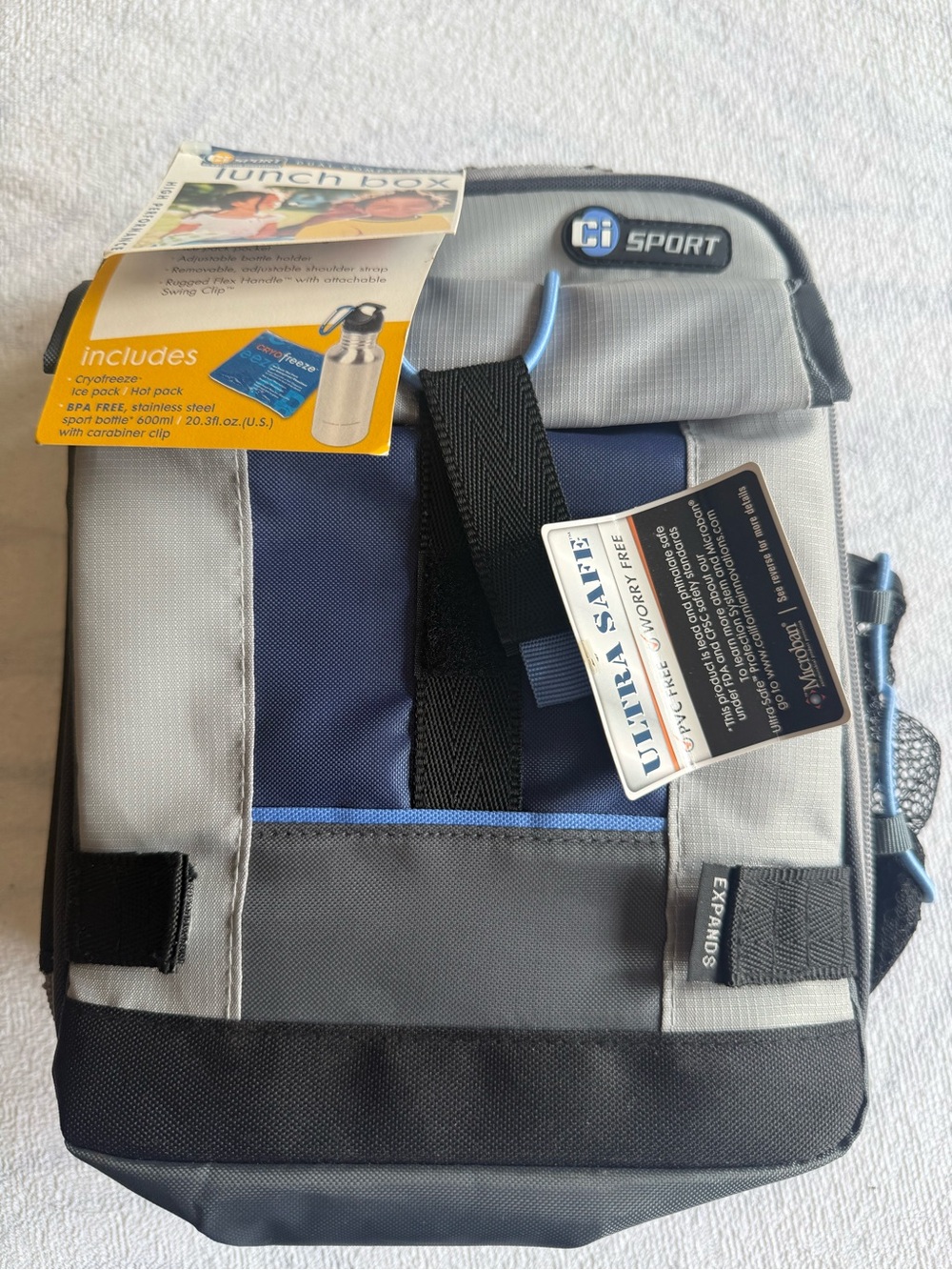 Kids Lunch Bag - Gray and Blue